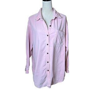 Vintage Bill Blass Pastel Pink Button Down Shirt 2X | Velvet Barbiecore Layering